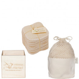 Kit Eco Belle en bois - 15 carrés démaquillants lavables (Bambou, Coton BIO, Eucalyptus, Molleton de coton BIO)