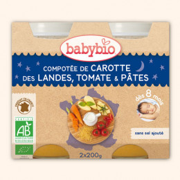 Compotée de carotte des landes, tomates et pâtes (dès 8 mois) 2 x 200 g