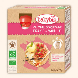 Gourdes de fruits : pomme, fraise et vanille - dès 6 mois - 4 x 90 g