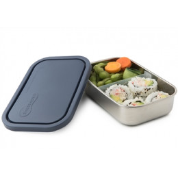Boite rectangulaire en inox avec séparateur - 975 ml - couvercle bleu
