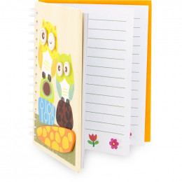 Bloc-note en bois - hibou - à partir de 5 ans