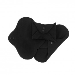 Serviettes hygiéniques lavables en coton BIO - MINI - Noir- pack de 3