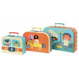 Set de 3 valisettes gigognes en carton - Ingela P. Arrhenius - à partir de 3 ans