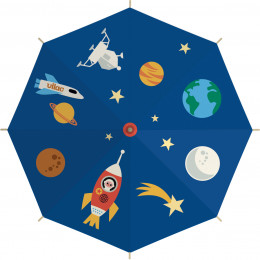 Parapluie cosmique avec des fusées et planètes - à partir de 3 ans