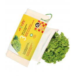 3 sacs réutilisables en coton BIO Légumes volumineux Taille XL