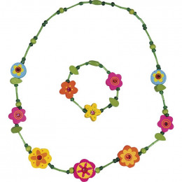 Collier + bracelet Vert fleurs - à partir de 3 ans