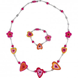 Collier + bracelet Rose coeurs - à partir de 3 ans