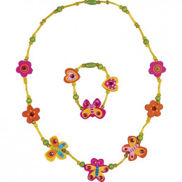 Collier + bracelet Jaune papillons - à partir de 3 ans