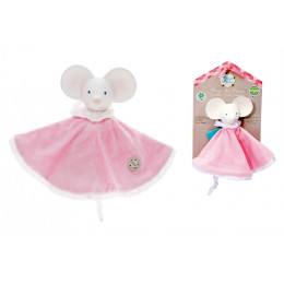 Doudou rond souris Meiya 27 cm avec tête en caoutchouc