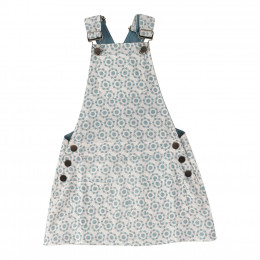 Jupe salopette en coton BIO - Fleurs bleues