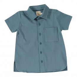 Chemise en jersey BIO - Bleu adriatique uni *