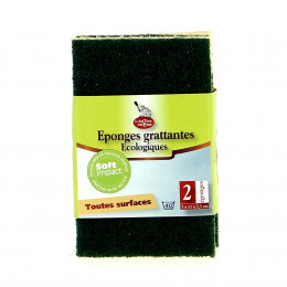 Lot de 2 éponges grattantes vertes