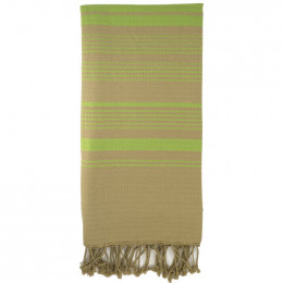 Fouta Sand en coton Bio Greenery 100 x 200 cm