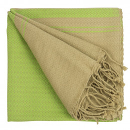 Fouta Sand en coton Bio Greenery 100 x 200 cm