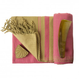 Fouta Sand en coton Bio Rose Indien 100 x 200 cm
