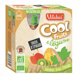 Cool Fruits - Banane Kiwi Epinard - Lot de 4 Gourdes