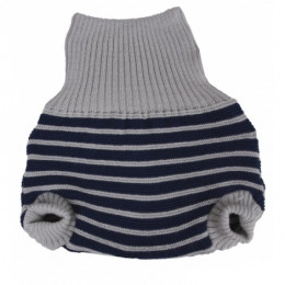 Culotte en laine lignes bleues et grises