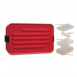 Grande boîte à repas en alu rouge avec insert en silicone