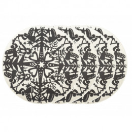 Set de 4 assiettes en bambou - Hiver noir - large