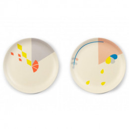 Set de 6 assiettes graphiques en bambou