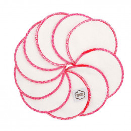Disques démaquillants lavables en coton organique - Nature avec liseré rose - lot de 10