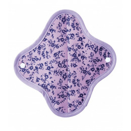Serviette périodique lavable - mauve fleurs bleues - lot de 2