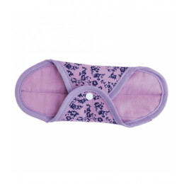 Serviette périodique lavable - mauve fleurs bleues - lot de 2