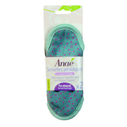 Serviette périodique lavable - bleu cercles roses - lot de 2