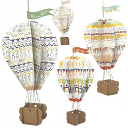 Montgolfière et nuage en papier à fabriquer - 4 montgolfières et 4 nuages