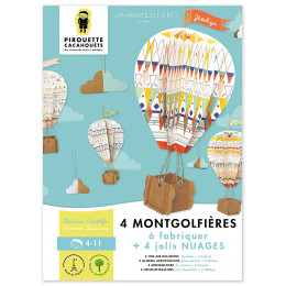 Montgolfière et nuage en papier à fabriquer - 4 montgolfières et 4 nuages