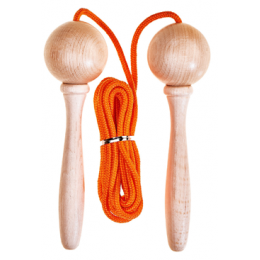 Corde à sauter ajustable en bois - Orange
