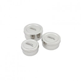 Trio de petites boîtes rondes gigognes en inox - Kadapa