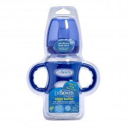 Biberon de transition avec poignées en silicone - 270 ml - Bleu