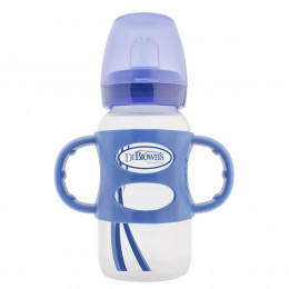 Biberon de transition avec poignées en silicone - 270 ml - Bleu