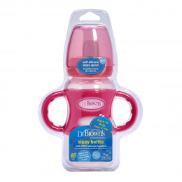 Biberon de transition avec poignées en silicone - 270 ml - Rose
