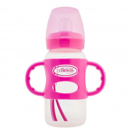Biberon de transition avec poignées en silicone - 270 ml - Rose
