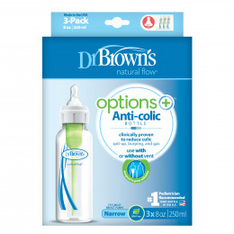 Biberons Options + anti-coliques- col étroit - 250 ml - Lot de 3