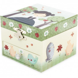 Coffret à bijoux musical en bois - Pomme - à partir de 3 ans