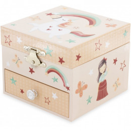 Coffret à bijoux musical en bois - Licorne - à partir de 3 ans