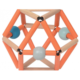 Hochet Grabber en bois - Orange et bleu - dès la naissance