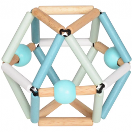 Hochet Grabber en bois - Bleu ciel et blanc - dès la naissance