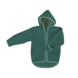 Gilet veste à capuche - Polaire de laine - Emeraude
