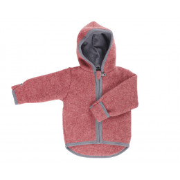 Gilet veste à capuche - Polaire de laine - Vintage Red