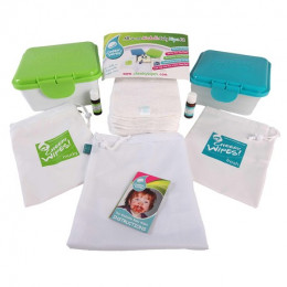 Kit TE1 lingettes lavables - Cream bambou terry - mandarine/citron
