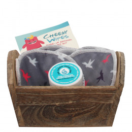 Kit de lingettes démaquillantes lavables - Oiseaux gris