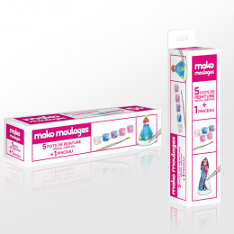 Recharge de 5 pots de peinture + pinceau pour moulages Mako - 800 g