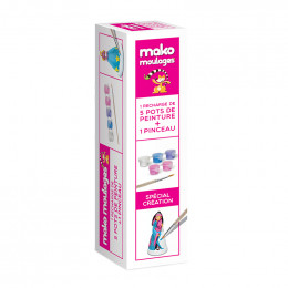 Recharge de 5 pots de peinture + pinceau pour moulages Mako - 800 g