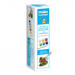 Recharge de 6 pots de peinture + pinceau pour moulages Mako - 800 g
