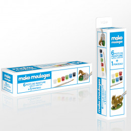 Recharge de 6 pots de peinture + pinceau pour moulages Mako - 800 g