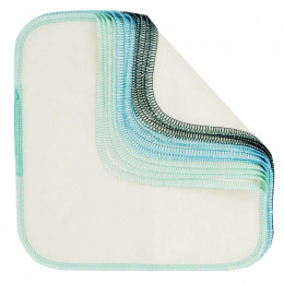 Lingettes lavables en flannelle - Bleu - Lot de 12